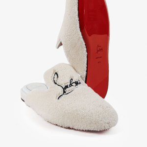 Christian Louboutin White Coolito Shearling Mule Loafers